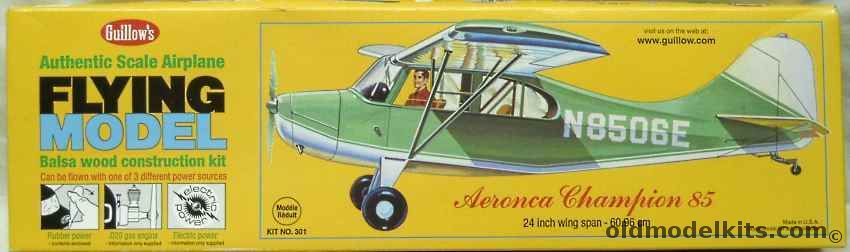 Guillows Aeronca Champion 85 - 24 inch Wingspan for Free Flight Rubber / Gas / Electric or R/C Conversion, 301 plastic model kit